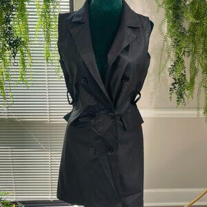 Malabay | Faux Leather Sleeveless Dress